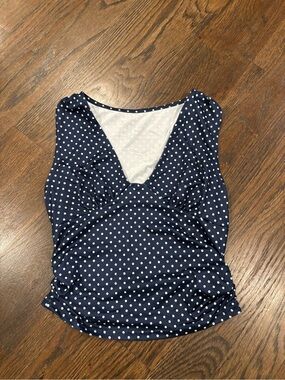 Navy blue polka dot crop top